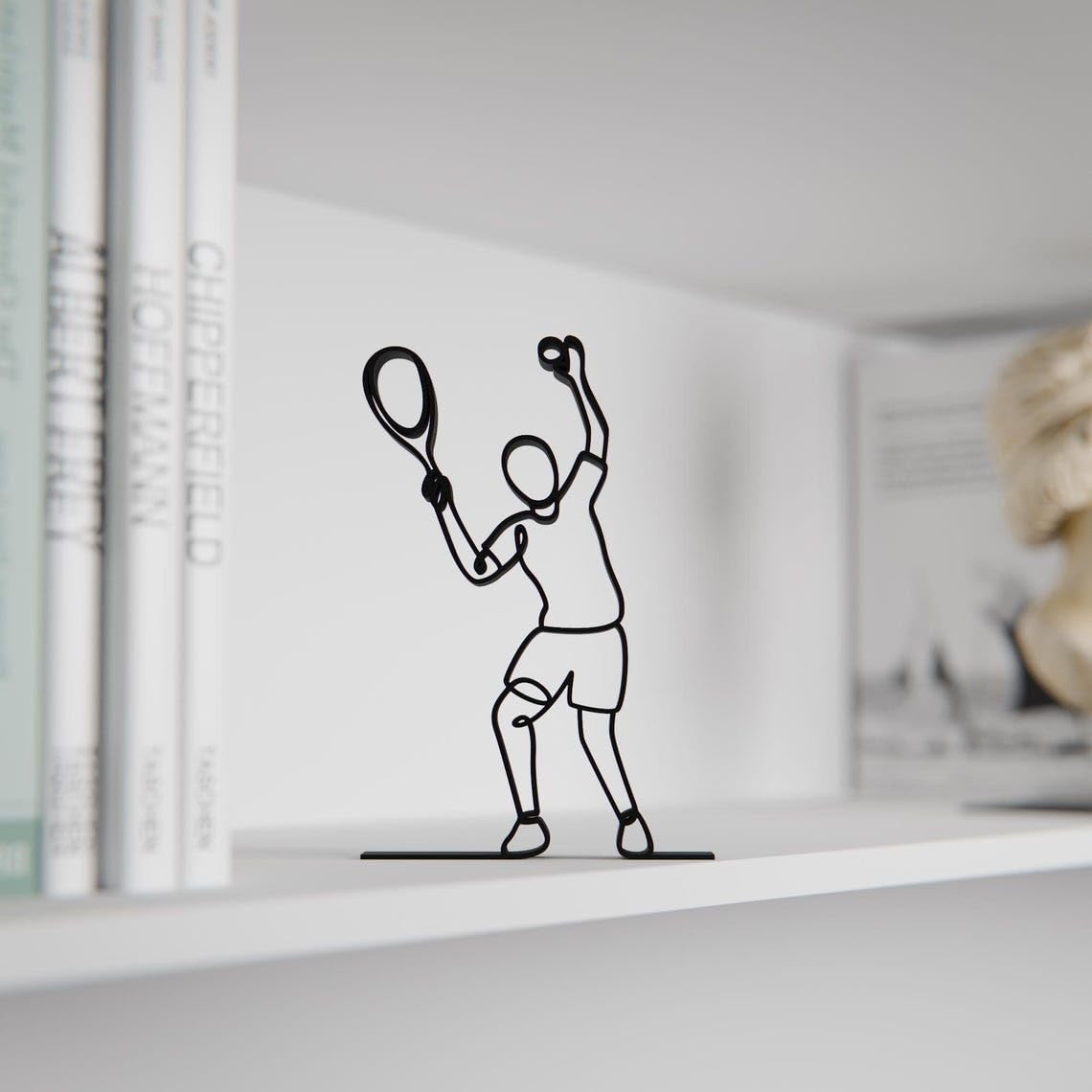 Tennis Player Line Art Decor Figure Plastic Sports Action Inspired Art Display Statue for Desk Shelf Home Office Interior Styling Athletic Theme India - Image 5