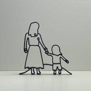 Mom and Child Minimalist Art Sculpture - Perfect Mother's Day Gift, Unique Home Office and Shelf Decor, 3D Art Gift Idea