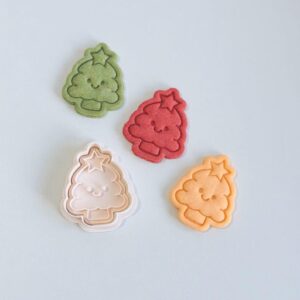 Black Smiley Christmas Tree Cookie Cutter cookie Happy Face Biscuit Fondant Mold for Festive Holiday Baking Kids Party Cookies Dough Craft Decoration Tool