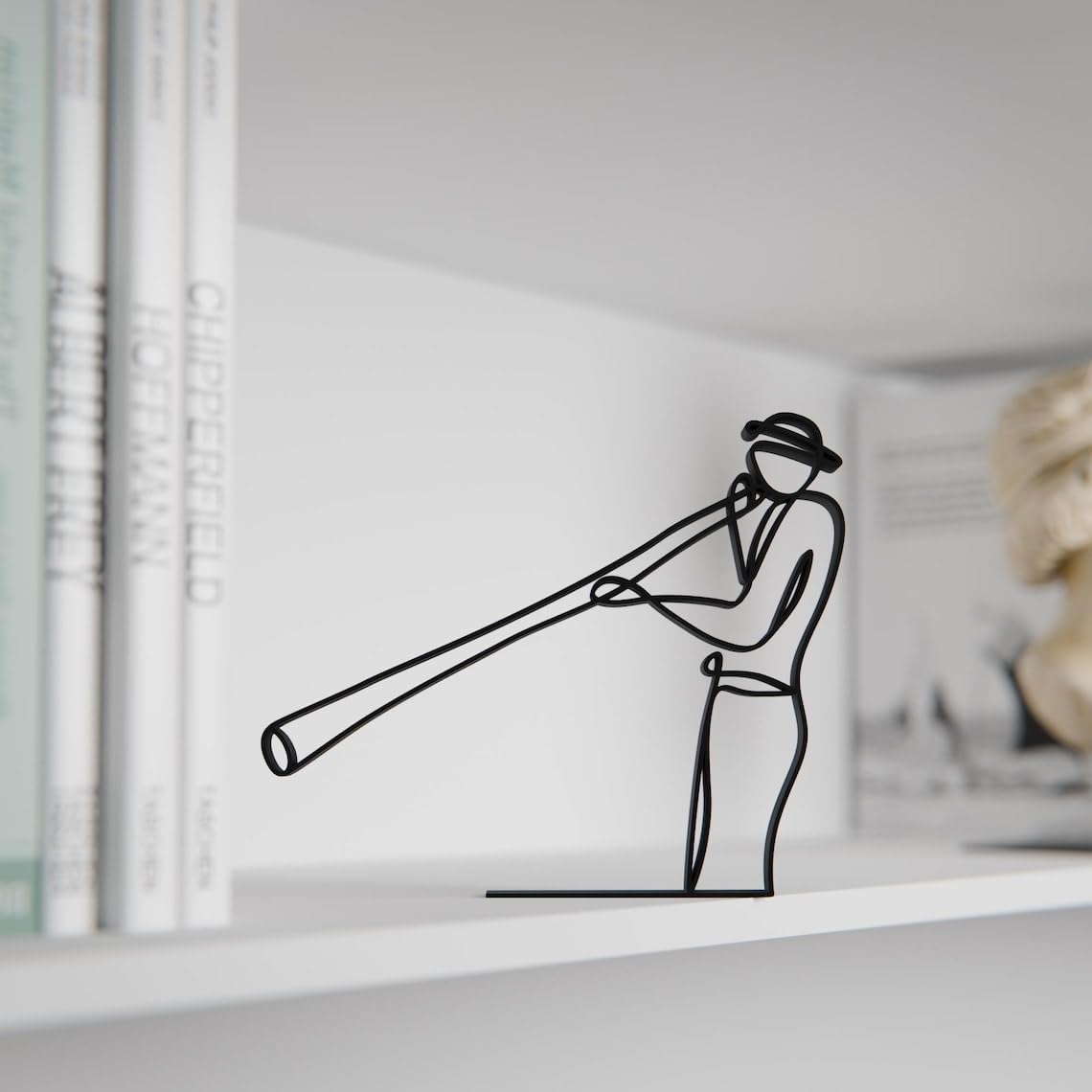 Black Personalized Didgeridoo Player Plastic Line Art Figure Custom Name Modern Musician Sculpture Minimalist Home Decor Decorative Table Shelf Accent Living Room Display Artistic Ornament India - Image 6