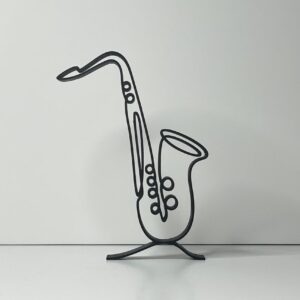 Saxophone Line Art Home Decor for Musicians Elegant Minimal Music Wall Sculpture for Office Studio or Shelf Unique India Statue Gift for Music Teachers or Jazz Enthusiasts