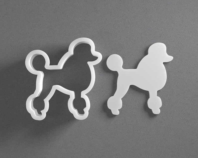 Black cookie Poodle Cookie Cutter Dog Breed Shape for Polymer Clay Jewelry Earrings Biscuit Fondant Craft Tool Mirrored Pair Suitable for Mini Medium Large Use