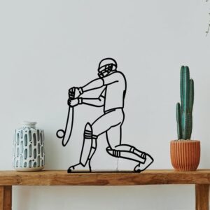 Cricket Player Desk Sculpture, Sports Tabletop Showpiece, Cricket Theme Home Decor, Athlete Figurine for Office Shelf, Cricket Lover Collectible, Sports Enthusiast Decoration