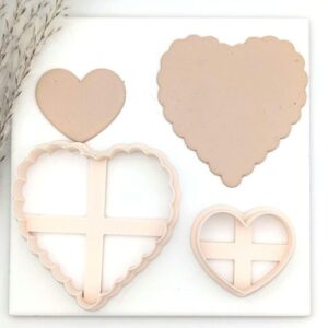 Scalloped Heart Combo Cookie Cutter Set for Valentine Baking Clay Fondant Biscuit Pastry Decorating Scalloped Edge Heart Shape Cutter for Cookies Polymer Clay Crafts and DIY Projects