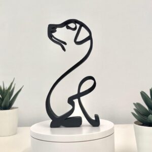 Labrador Black Line Art Dog Silhouette Sculpture Minimalist Home Decor Collectible Gift for Dog Lovers Pet Display Tabletop Decoration for Animal Enthusiasts Living Room Office Shelf