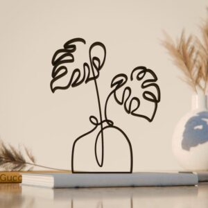 Minimalist Monstera Plant Line Art Statue Sculpture Unique Gift Idea for Plant Enthusiasts Custom Indoor Decoration Lightweight Modern Home Accent Piece