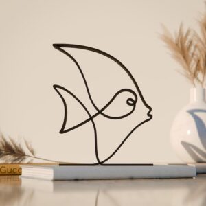 Unique Fish Line Art Figure Statue Sculpture Minimalist Home Decor for Fish Enthusiasts Custom Handmade Style Lightweight Durable Display Piece