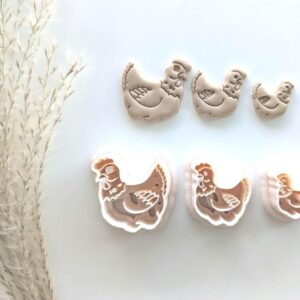 Nesting Hen Clay Earring Imprint Cutter for Polymer Clay Jewelry Making Farm Chicken Theme Clay Cutter Tool for DIY Handmade Accessories Country Style Gifts and Rustic Craft Projects
