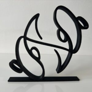 Pisces Zodiac Sign One Line Sculpture - Modern Minimalist Art for Home & Office Decor - Unique Gift Idea - Self-Sitting Shelf Accent