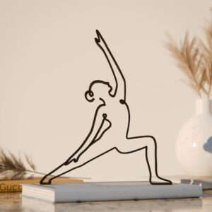 Reverse Warrior Yoga Pose Statue Line Art Sculpture for Yoga Enthusiasts, Minimalist Female Meditation Decor, Unique Gift Idea for Home or Studio, Calm and Focused Design