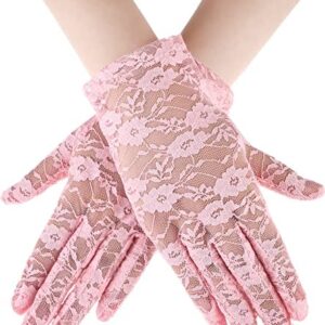 Women Lace Gloves Tea Party Short Lace Gloves Courtesy Dressy Gloves for Wedding Dinner Party
