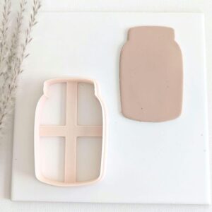 Jar Cookie Cutter with Hearts Design for Valentine Baking Fondant Biscuit Dough Shaping Large Jar of Hearts Polymer Clay Cutter for Cake Decorating Crafts and Handmade DIY Projects