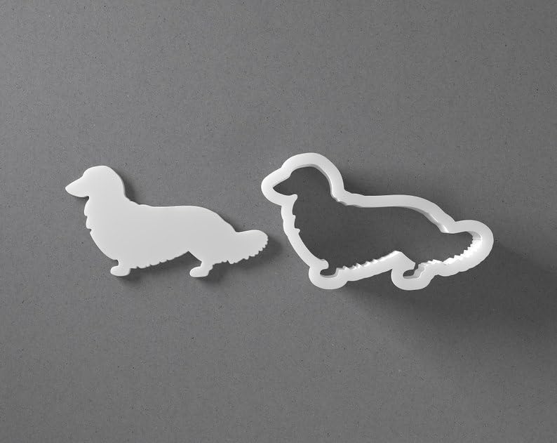 Black cookie Long Haired Dachshund Cookie Cutter Dog Shape for Polymer Clay Jewelry Earrings Biscuit Fondant Craft Tool Mirrored Pair Suitable for Mini Medium Large Use - Image 2