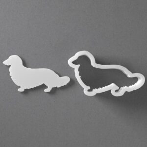 Black cookie Long Haired Dachshund Cookie Cutter Dog Shape for Polymer Clay Jewelry Earrings Biscuit Fondant Craft Tool Mirrored Pair Suitable for Mini Medium Large Use
