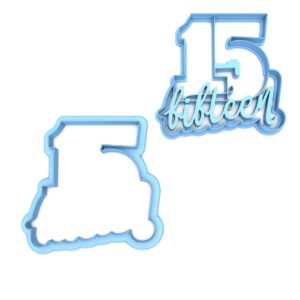 Set of 2 Number 15 Cookie Cutters with Letters � Cookie Suitable Size Mold � Choose Standard or Dishwasher Safe � Made in India � Perfect for 15th Birthday, Quincea�era, Anniversary