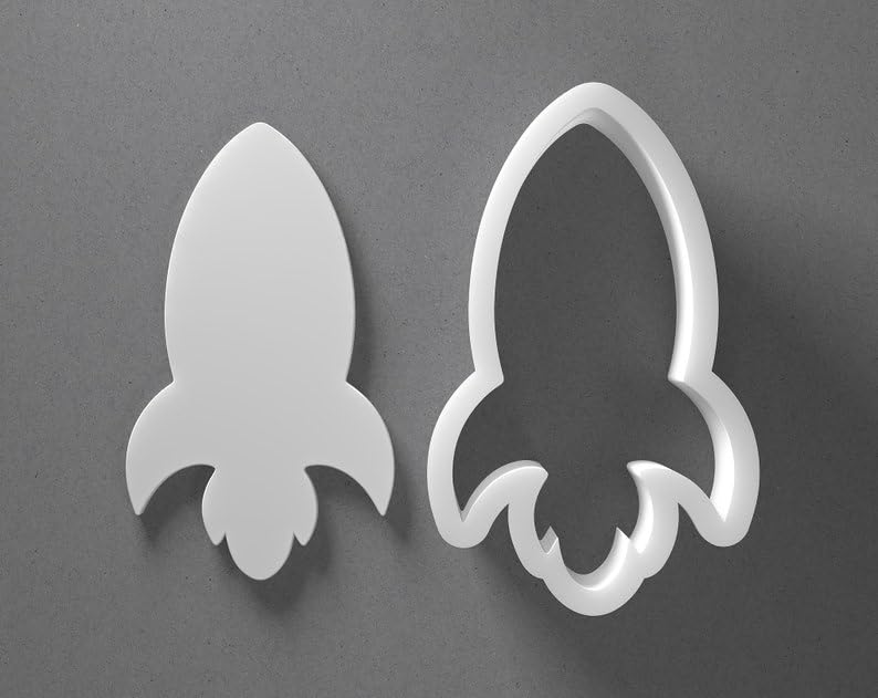 Black Rocket Cookie Cutter Rocketship Spaceship Shape for Baking Fondant Biscuit Polymer Clay Jewelry Earrings Craft Tool Mirrored Pair Set Reusable Space Theme Gift