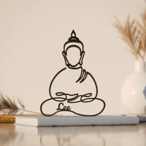Unique Personalized Buddha Line Art Statue Sculpture India Minimalist Custom Spiritual Gift Idea Lightweight Artistic Figure for Meditation Corners or Living Areas