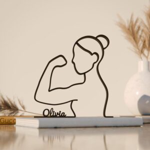 Personalized Feminist Minimal Line Art Figure Plastic Name Empowerment Decor Gift for Desk Shelf Home Office Modern Interior Art Display India