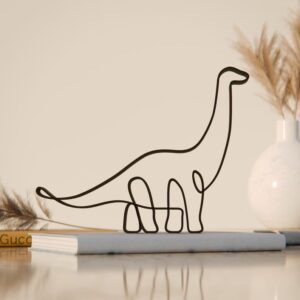 Dinosaur Plastic Line Art Figure Minimalist Animal Sculpture for Home Decor Desk Shelf Living Room Bedroom Office Interior Prehistoric Theme Display