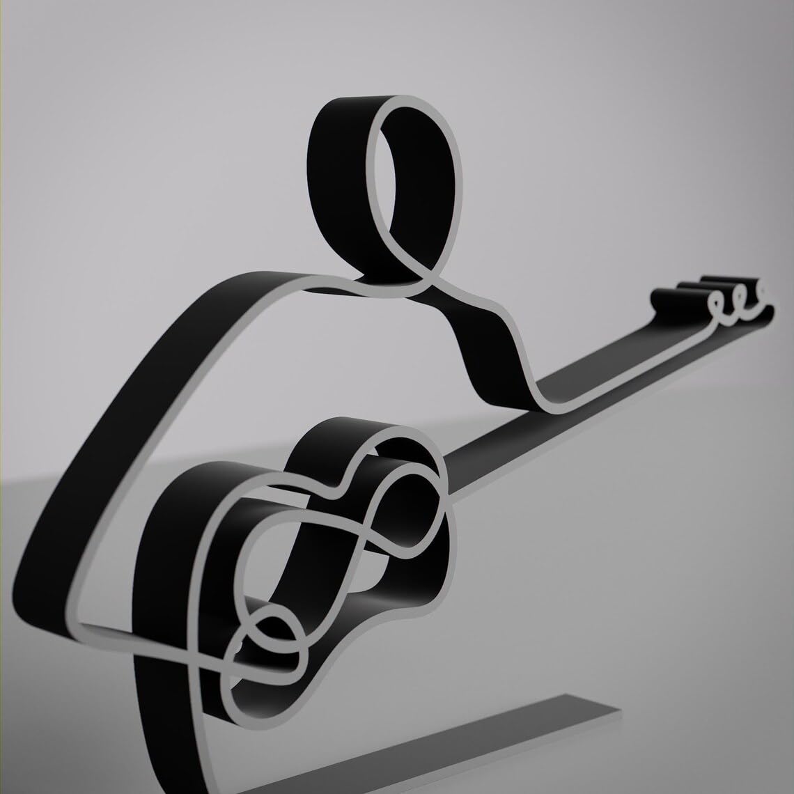Black Tar Player Personalized Plastic Line Art Figure Custom Name Musician Art Sculpture Modern Home Office Shelf Desk Display Accent Minimal String Instrument Inspired Creative Interior Artwork India - Image 3