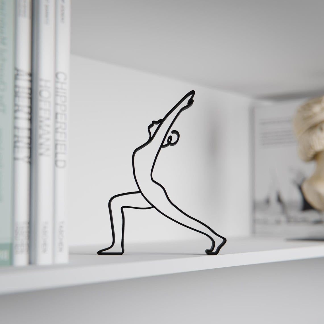 Yoga Warrior Pose Sculpture | Line Art Female Figurine for Home Decor | Minimalist Meditation Decor, Yoga Room Accent | Gift for Yogis, Wellness Enthusiasts, and Spiritual Art Lovers - Image 6