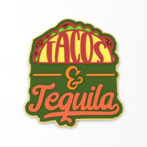 Black Tacos and Tequila Cookie Cutter Stamp Stencil Debosser with Sharp Edges for Baking Cookies Fondant Biscuits and Crafts Durable Plastic Mold for Parties Birthdays Events