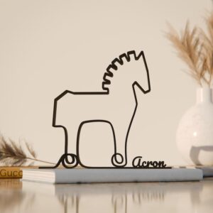 Trojan Horse Plastic Line Art Mythical Figure Minimalist Sculpture for Home Office Desk Decor Ancient History Theme Shelf Display for Modern Interior Spaces