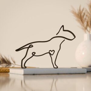 Bull Terrier Dog Line Art Figure Plastic Decorative Sculpture for Dog Lovers Minimal Home Accent for Office Desk Shelf Living Room Table Display Modern Decor India