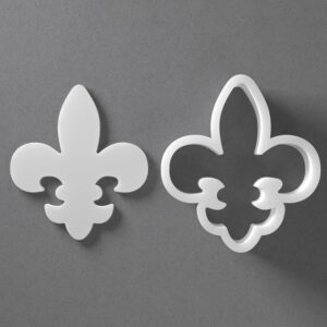 Black Fleur De Lis Cookie Cutter Classic Symbol Shape for Baking Fondant Biscuit Clay Jewelry Earrings Craft Tool Mirrored Pair Set Reusable Kitchen Party Decor Gift