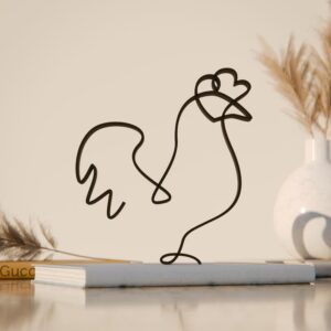 Black Chicken Plastic Line Art Figurine for Farmhouse Kitchen and Home Decoration, Modern Minimalist Animal Sculpture Artwork, Beautiful Poultry Lover Gift Idea India