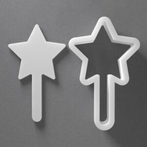 Black cookie Magic Wand Princess Party Cookie Cutter for Polymer Clay Jewelry Earrings Biscuit Fondant Craft Tool Mirrored Pair Suitable for Mini Medium Large Creative Use