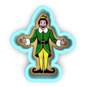 Christmas Movie Elf Cookie Cutter Black cookie Stamp and Stencil Set for Holiday and Christmas Baking, Sugar Cookie Mold, Fondant Cutter, Baking Decoration Tools for Kids and Adults