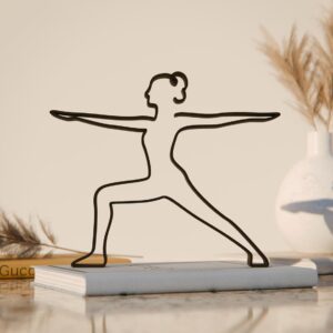 Warrior 2 Yoga Pose Statue Line Art Sculpture for Yoga Enthusiasts, Minimalist Female Meditation Decor, Unique Gift Idea for Home or Studio, Strength and Stability