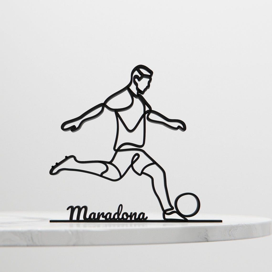 Personalized Soccer Player Line Art Figure Plastic Name Decor Sports Action Inspired Gift Idea Minimal Art Statue for Desk Shelf Home Office Display Modern Interior Athletic Passion India - Image 4
