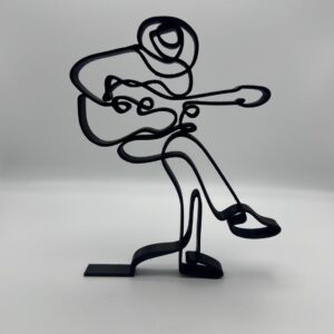 India Statue Guitarist Abstract One Line Sculpture Minimalist Art Decor Self Standing Shelf Display Accent for Home Office Living Room Table or Unique Gift for Music Lovers