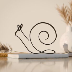 Personalized Snail Plastic Line Art Animal Figure Minimalist Sculpture with Custom Name for Living Room Office Desk Calm Nature Inspired Decor