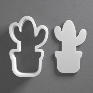 Black Cactus Pot Cookie Cutter Mini To Large cookie Potted Plant Shape Polymer Clay Jewelry And Earring Cutter Tool Mirrored Pair Set For Botanical Crafting Baking And DIY Projects