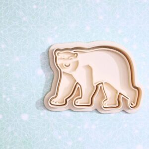Polar bear cookie cutter set for winter themed cookies fondant pastries baking perfect for holiday treats kids crafts school projects arctic animal cake decorating Christmas events