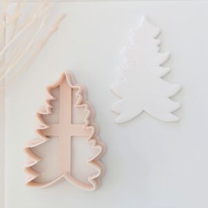 Textured Christmas Tree Cookie Cutter for Holiday Baking and Polymer Clay Crafts Large Tree Shape Clay Cutter with Pattern for Sugar Cookies Fondant Earrings Ornaments and DIY