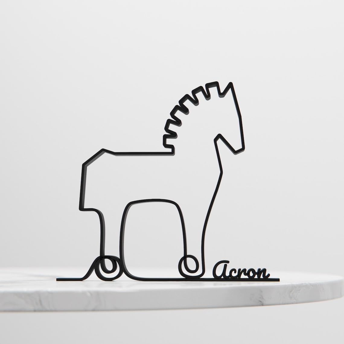 Personalized Trojan Horse Plastic Line Art Mythical Figure Minimalist Sculpture with Custom Name for Living Room Office Desk History Inspired Home Decor - Image 4