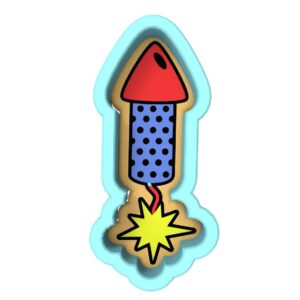 Firework Rocket Cookie Cutter Black cookie Stamp, Stencil, and Debosser Set for Holiday, Celebration, and Party Themed Cookies, Fun Firework Fondant Cutter, Dessert Decorating Supplies