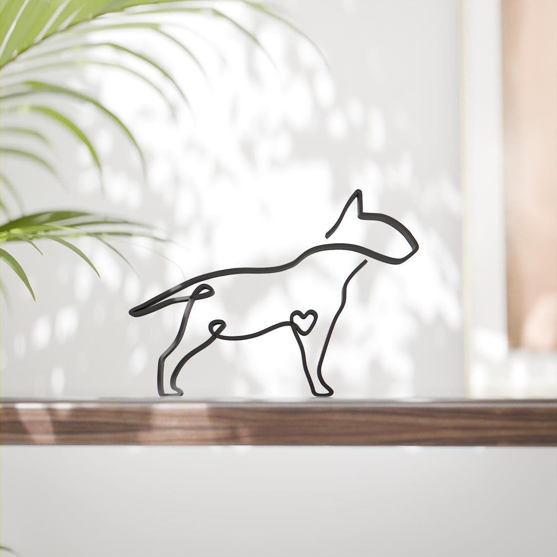 Bull Terrier Dog Line Art Figure Plastic Decorative Sculpture for Dog Lovers Minimal Home Accent for Office Desk Shelf Living Room Table Display Modern Decor India - Image 2