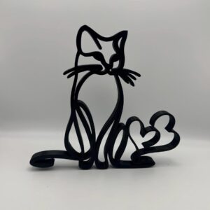 Unique Minimalist Cat Sculpture One Line Heart Design Kitten Lovers Home Decor Stand Decorative Cat Lovers Gift Modern Minimalist Frame Art Stylish Home Decoration