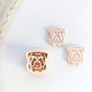 Bulldog Detailed Imprint Earring Cutter for Polymer Clay Jewelry Making Dog Face Clay Cutter Tool for DIY Pet Lover Accessories Animal Theme Handmade Earrings and Craft Projects