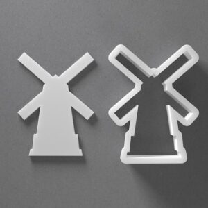 Black Windmill Cookie Cutter Wind Mill Shape for Baking Fondant Biscuit Clay Jewelry Earrings Craft Tool Mirrored Pair Set Reusable Kitchen Party Decor Gift