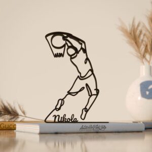 Custom Basketball Player Line Art Decor Figure Plastic Personalized Gift for Basketball Enthusiast Minimal Display for Home Office Studio Shelf Desk Living Space India