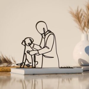 Black Veterinarian Plastic Line Art Figure Modern Animal Care Inspired Sculpture Creative Home Office Clinic Decor for Veterinary Professionals Students Pet Lovers and Animal Wellness Enthusiasts
