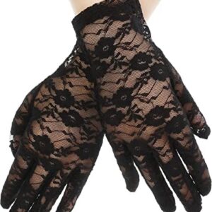 Women Lace Gloves Tea Party Short Lace Gloves Courtesy Dressy Gloves for Wedding Dinner Party