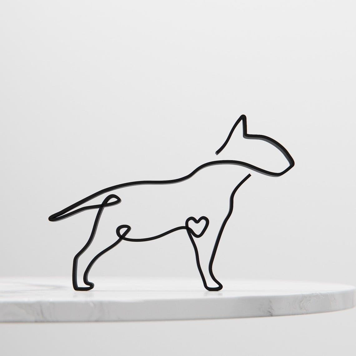 Bull Terrier Dog Line Art Figure Plastic Decorative Sculpture for Dog Lovers Minimal Home Accent for Office Desk Shelf Living Room Table Display Modern Decor India - Image 6