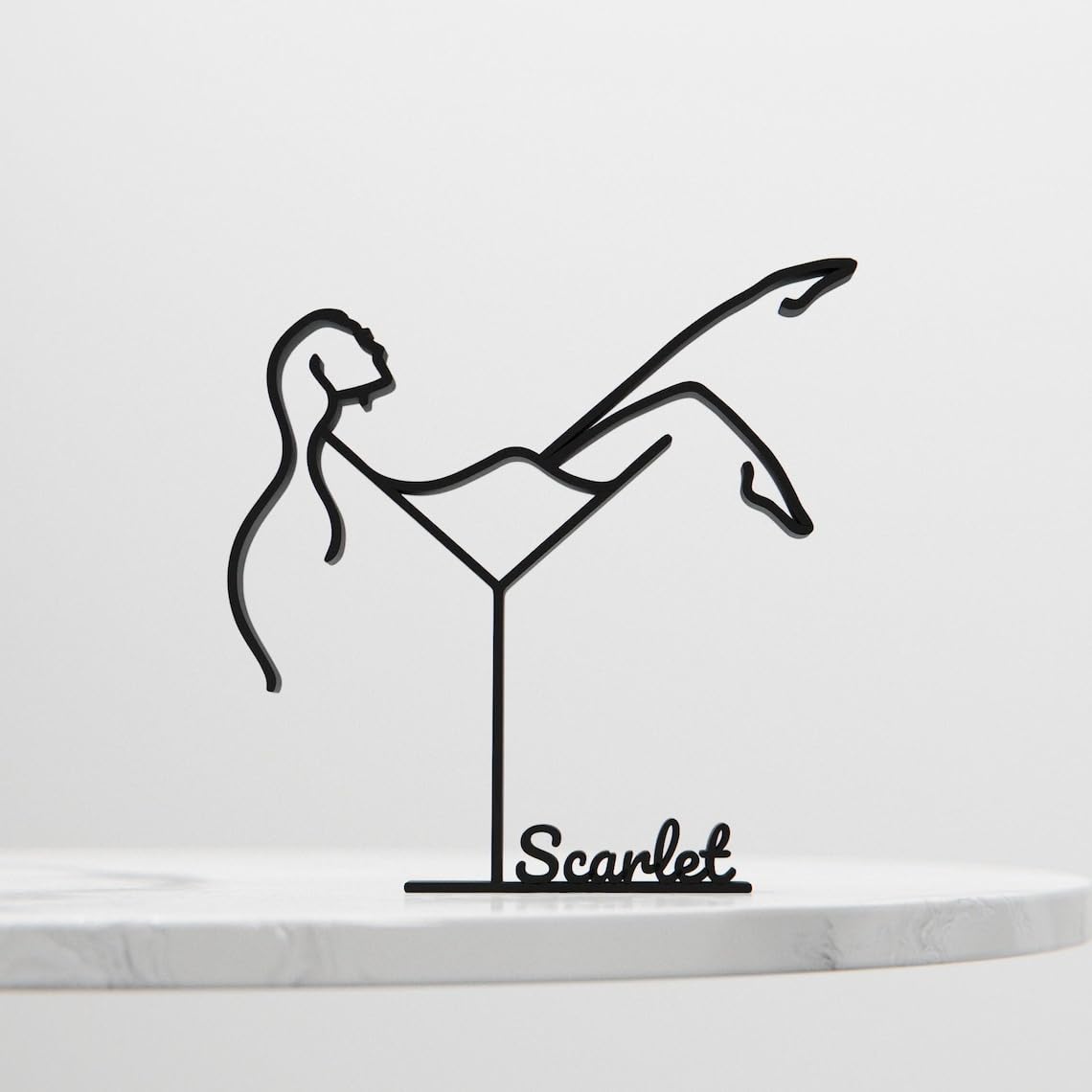 Personalized Cocktail Woman Inspired Line Art Figure Plastic Custom Name Modern Decor Gift for Home Office Desk Shelf Interior Styling India - Image 4